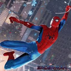 the amazing spider - man is flying through the air with his hands in the air