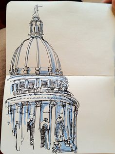 a drawing of a dome on top of a building