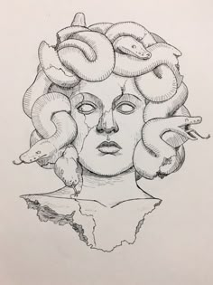 a drawing of a woman's head with snakes on her face and the words, don't touch me