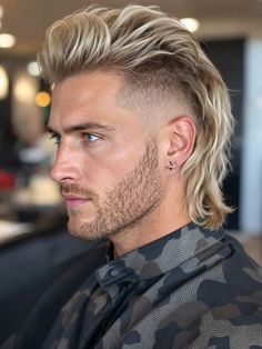 20 Subtle Mullet Ideas for Men: Stylish Cuts and Pro Tips to Nail the Look Mens Side Swept Hairstyle, Modern Mohawk Men, Mullet Ideas For Men, Mohawk Boys, Middle Part Mullet, Subtle Mullet, Mullet Ideas, Mens Straight Hair, Modern Mohawk