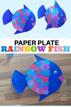 paper plate rainbow fish craft for kids to make