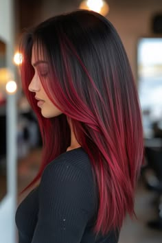 Discover the 27 hottest red ombre hairstyles that are bold, fiery, and sure to turn heads! 💇‍♀️🔥 Elevate your look with these stunning red blends. #RedOmbre #BoldHair #HairInspo Red Balayage Hair, Ombre Hairstyles, Red Ombre Hair, Hair Color Underneath, Dark Red Hair, Hair Color Auburn, Burgundy Hair, Red Ombre, Edgy Hair