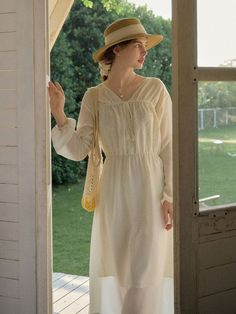 Casual Cream Chiffon Dress, Long Sleeve Chiffon Maxi Dress For Daywear, Chiffon Long Sleeve Maxi Dress For Daywear, Summer V-neck Long Sleeve Dress For Daywear, Long Sleeve Cream Summer Dress, Chiffon Long Sleeve Day Dresses, Chiffon Long Sleeve Daywear Dress, Feminine Long Sleeve Chiffon Midi Dress, Elegant Long Sleeve Long Dress For Summer