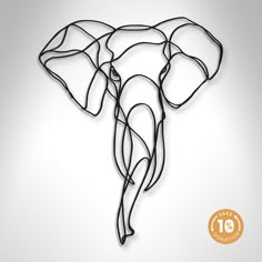 an elephant's head made out of wire on a white background with the number forty