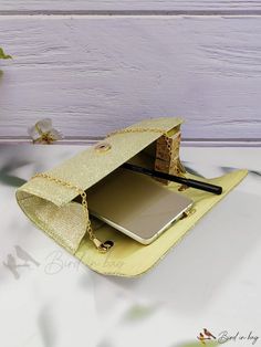 Bird in Bag - Colored Chain Flap Evening Bag Gold Envelope Shoulder Bag For Daily Use, Gold Box Bag With Chain Strap For Daily Use, Gold Envelope Clutch For Daily Use, Yellow Shoulder Bag With Chain Strap For Party, Yellow Party Shoulder Bag With Chain Strap, Envelope Evening Bag With Chain Strap As Gift, Chain Strap Envelope Evening Bag, Party Bags With Chain Strap In Yellow, Gold Envelope Evening Bag With Chain Strap