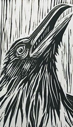 original art, commission, linocut print, comes in black, blue or gold, fine art, woman artist, Woodcut Art, Illustrator Brushes, Linoleum Print, Linocut Printmaking, Lino Art, Crow Art, Raven Art, Linocut Art, Printmaking Art