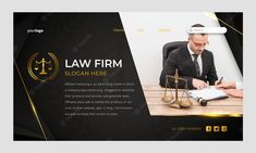 the law firm website is displayed with an image of a man sitting at a desk