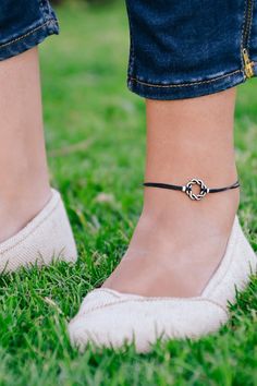 Anklet, silver braided Karma anklet, black ankle bracelet, Birthday gift for her, minimalist jewelry Leg Anklets Black, Leg Thread Anklet Black, Black Thread Anklet Silver, Leg Anklets Silver, Thread Anklets, Sea Beads, Black Anklet, Anklets Indian, Anklet Silver