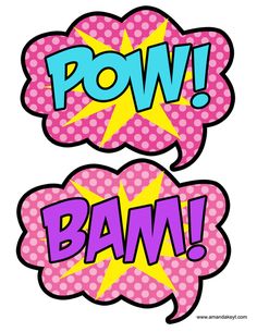 two speech bubbles with the words pow and bam