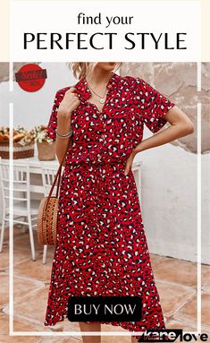 Casual V-neck Printed Short Sleeve Dresses Casual Red V-neck Midi Dress, Casual Red V-neck Dress For Vacation, Casual Red V-neck Dress For Spring, Chic Casual, Sleeve Dresses, Color Pick, Elevate Your Style, Women's Fashion Dresses, Printed Shorts