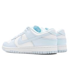 The Nike Dunk Low Retro in White/Glacier Blue features a durable leather build with perforations on the toe box for added breathability. Its mesh tongues offer ventilation, while Glacier Blue accents highlight the Swoosh logos, overlays, and laces. The shoe is completed with branding on the tongues, insoles, and embroidered heels for a stylish finish.      DUE TO THE LIMITED NATURE OF THIS PRODUCT, ALL SALES ARE FINAL. THIS ITEM IS NOT ELIGIBLE FOR DISCOUNTS OR SPECIAL PROMOTIONS.    Leather construction  Perforations on the toe box  Mesh tongues  Glacier Blue accents on Swoosh logos, overlays, and laces  Branding on the tongues, insoles, and embroidered heels  Style no: DV0833-104 Cute Shoes Athletic, Preppy Blue Shoes, Shoes For School Nike, Nike Shoes Women Blue, Nike Blue Dunks, Preppy Nikes, Light Blue Dunks, Dunks Light Blue, Preppy Nike Shoes