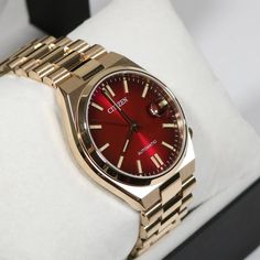 #ad Top Rated Citizen Tsuyosa Automatic Gold Tone Steel Red Dial Watch NJ0153-82X, Jewelry Watches Citizen Watches For Men, Citizen Tsuyosa, Stylish Watches Men, Classy Watch, Red Watch, Gold Watches Women, Citizen Watch, Vintage Watches For Men, Authentic Watches