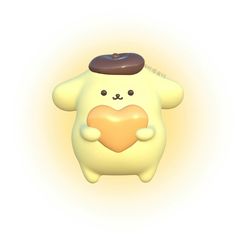 a yellow teddy bear with a heart shaped cookie on it's chest and eyes