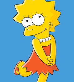 the simpsons character is wearing a red dress