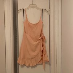 Small Beautiful Peach Mini Dress With Wrap Tie Detail Tiered Ruffle Mini Dress, Shimmery Dress, Yellow Mini Dress, Velour Dress, Ribbed Bodycon Dress, White Short Dress, Striped Mini Dress, Dress Dusty, Blue Mini Dress