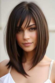 Modern Bob Haircut With Bangs, Quick Simple Hairstyles, Long Bob Haircuts With Bangs, Long Bob Cut, Bob Hairstyles For Thick, Simple Hairstyles, Silver Strand, Bob Haircut For Fine Hair