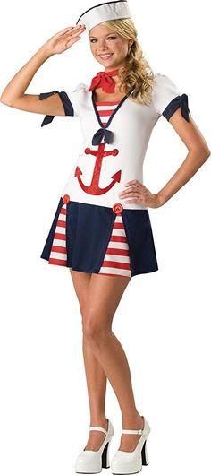 a woman in a sailor costume posing for the camera