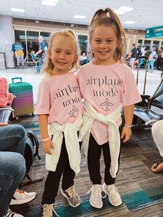 Kids Monogrammed 'Airplane Mode' T-Shirt Airplane Mode Shirt, Casual Pink Crew T-shirt, Casual Pink Crew Neck T-shirt, Kids Airport Outfit, Airplane Shirt, Airplane Outfits, Sweet Pictures, Deer Shirt, Airport Outfits