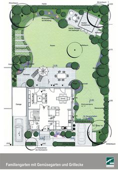 an image of a plan for a garden with trees and plants in the ground level