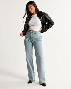 Women's Low Rise Baggy Jean | Women's Bottoms | Abercrombie.com Abercrombie Jeans, Shirt Tucked In, Strapless Mini Dress