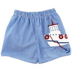 BAILEY BOYS Bailey Boys Tug Tug Your Boat Swimtrunk - Little Miss Muffin Children & Home Nautical Style Bottoms For Summer Beach, Playful Shorts With Pockets For Vacation, Playful Vacation Shorts With Pockets, Playful Cotton Swim Trunks For Summer, Summer Cotton Swim Trunks For Playwear, Cotton Swim Trunks For Summer Playwear, Striped Cotton Swim Trunks For Summer, Nautical Style Summer Vacation Bottoms, Playful Swim Trunks For Spring Playwear