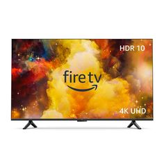 the 4k uhd smart tv is shown in front of a colorful background with an amazon