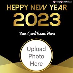 a black and gold happy new year card with the words, your god name here