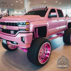 Hi My Friends If you feel boring so visit my website for entertaining Pink Lifted Trucks, Pink Chevy Trucks, Pink Vehicles, Pink Chevy, Pink Truck Accessories, Aesthetic Grey, Pink Cars, Customised Trucks, Pink Truck