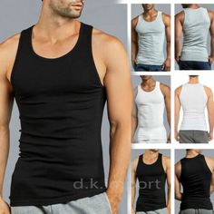 Premium Quality 3 Pc Men 100% Cotton A-Shirt Tank Top Ribbed Undershirt Wife Beater Black Muscle, Mens Shirts Undershirt Tank Top, Bodybuilding Workout, Gym Shirt, Muscle T Shirts, Summer Tank Tops, Gym Shirts, T-shirts & Tank Tops, Workout Tshirts, Sleeveless Tshirt