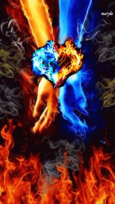 an artistic photo of fire and flames surrounding a person's body with their hands in the air