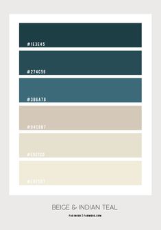 Beige and Indian Teal Bedroom Color Scheme Ideas | Fab Mood Colors Teal Beige Color Palette, Teal And Cream Color Palette, Teal Green Color Combination, Teal Colour Combinations, Beige Colour Combinations, Beige Color Combinations, Teal Color Combinations, Bedroom In Beige, Beige Color Code