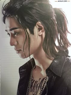 jung joonyoung and his long hair. ♥ (ctto) Mens Hair Long, Long Straight Black Hair, Man Ponytail, Androgynous Hair, Trending Hair, Long Hair With Bangs, Fancy Hairstyles