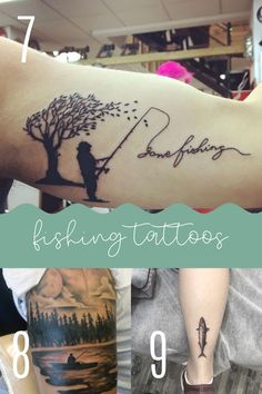 some people with tattoos on their arms and the words fishing tattoos are written in different languages