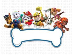 paw patrol birthday party banner with dogs and pirate hats on it's back, in front of a white background