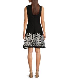 DKNY Sleeveless Embroidered Mesh Boarder Fit and Flare Dress | Dillard's Fitted Sleeveless Embroidered Dress For Evening, Fitted A-line Embroidered Dress For Evening, Fitted Knee-length Dress With Cutwork Hem, Embellished Sleeveless Embroidered Dress, Formal Sleeveless Embroidered Dress For Spring, Embroidered Embellished Sleeveless Dress, Fitted Evening Dress With Cutwork Hem, Sleeveless Fitted Embroidered Dress For Formal Occasions, Fitted Embroidered Sleeveless Dress