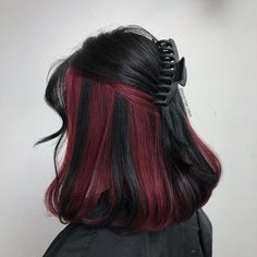 Under Hair Dye, Hair Dyed Underneath, Half Dyed Hair, Black Red Hair, Hair Color Underneath, Peekaboo Hair, Red Hair Inspo, Black Hair Dye, Dyed Red Hair