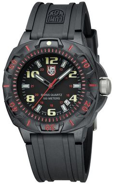 Luminox Men'S 0215.Sl Sentry 0200 Black Dial With Red Markings Watch Red Sports Watch With Analog Display, Black Analog Watches For Outdoor Activities, Black Watches With Subdials For Outdoor Activities, Red Analog Display Watches For Outdoor, Red Analog Display Watch For Outdoor, Red Outdoor Watch With Analog Display, Red Outdoor Watch With 10atm Water Resistance, Durable Black Sports Watch, Red Outdoor Analog Display Watches