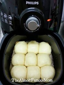 the food is being cooked in an air fryer