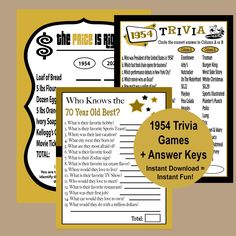 three trivia games with the title, who knows the trivia? and answer keys