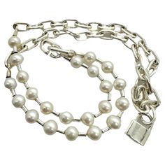 Tiffany & Co. HardWear Pearl Lock Bracelet Style: Wrap Ref. No: 67063422 Metal: Sterling Silver with Freshwater Pearls 7 - 8 MM Size: Medium - 11.5' Length Hallmark: Lock - TIFFANY & CO. NEW YORK / ©TIFFANY&CO. 925 ITALY Includes: Tiffany & Co Box EST. Retail: $2,500 Sku##12055TSTADEN062124 Tiffany Hardwear, Tiffany And Co Box, Lock Bracelet, Tiffany And Co Bracelet, Braided Rope Bracelet, Tiffany And Co Necklace, Tiffany Diamond, Bracelet In Silver, Modern Bracelets