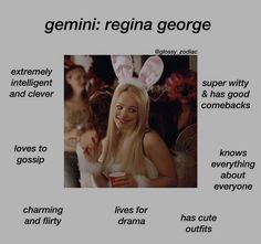 a woman with bunny ears on her head and some words below it that say, genni regna george