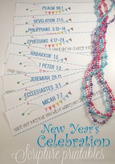 the new year's celebration printables are displayed on top of each other