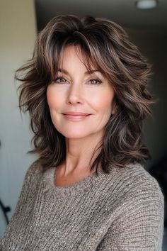 6. Layered Brunette Shag for Fall (Layered Hairstyles For Older Women) - Layered Hairstyles For Older Women Graduation Party At Home, Brunette Shag, Shaggy Layers, Shag Cut, Short Layered Bob Hairstyles, Modern Short Hairstyles, Hairstyles For Older Women, Haircuts For Medium Length Hair, Layered Haircuts For Medium Hair