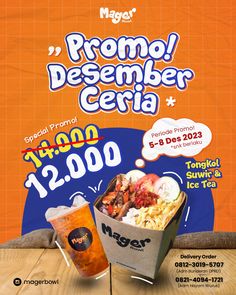 an advertisement for a frozen drink called promo desember ceria, which is now available on the internet