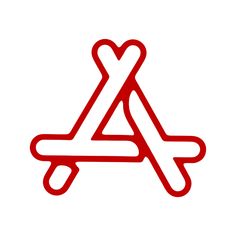 a red and white logo with the letter a