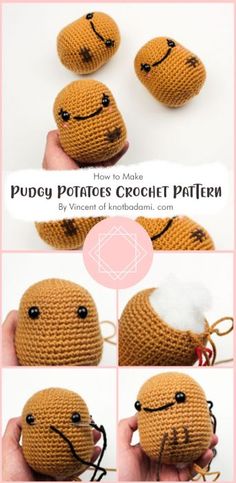 the instructions for how to make stuffed potatoes crochet pattern are shown in this video