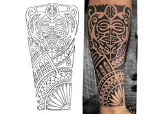 an image of a tattoo on someone's arm with the design in black and white