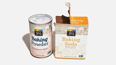 baking powder next to a box of baking soda