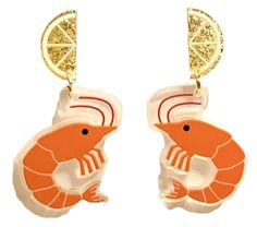 Shrimp Earrings, Awesome Earrings, Lemon Earrings, Food Earrings, Earring Gift, Animal Earrings, Life Is Too Short, Pearl Leather, Handcrafted Artisan Jewelry