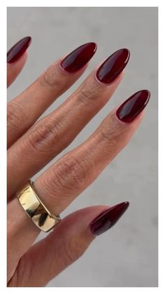 Indulge in the rich, romantic hue of cherry wine nails, perfect for adding a touch of sophistication to any look, day or night. Nails Fall Autumn, Red Nail Varnish, Shellac Nails Fall, Pumpkin Spice Nails, Deep Red Nails, New Nail Trends, Kutek Disney